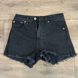 Abercrombie & Fitch Black Jean Shorts with Frayed Hem